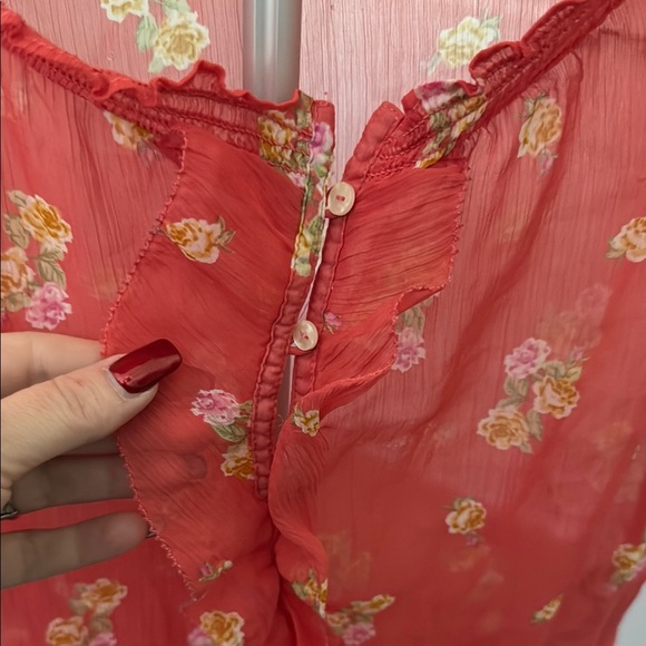 Abercrombie & Fitch Red Floral Y2K Blouse - Picture 3 of 7